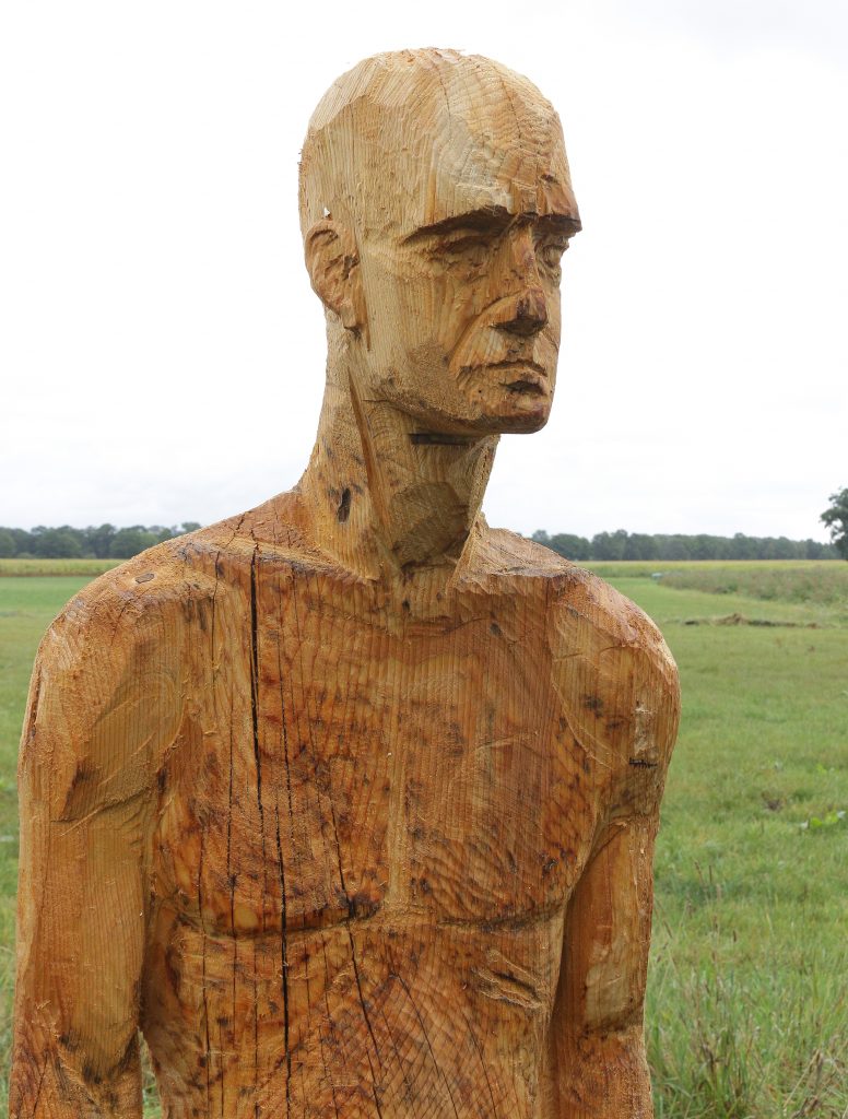 Geschnitzte Holzfigur - Mann I Oberkörper Seite von Fuschl Art